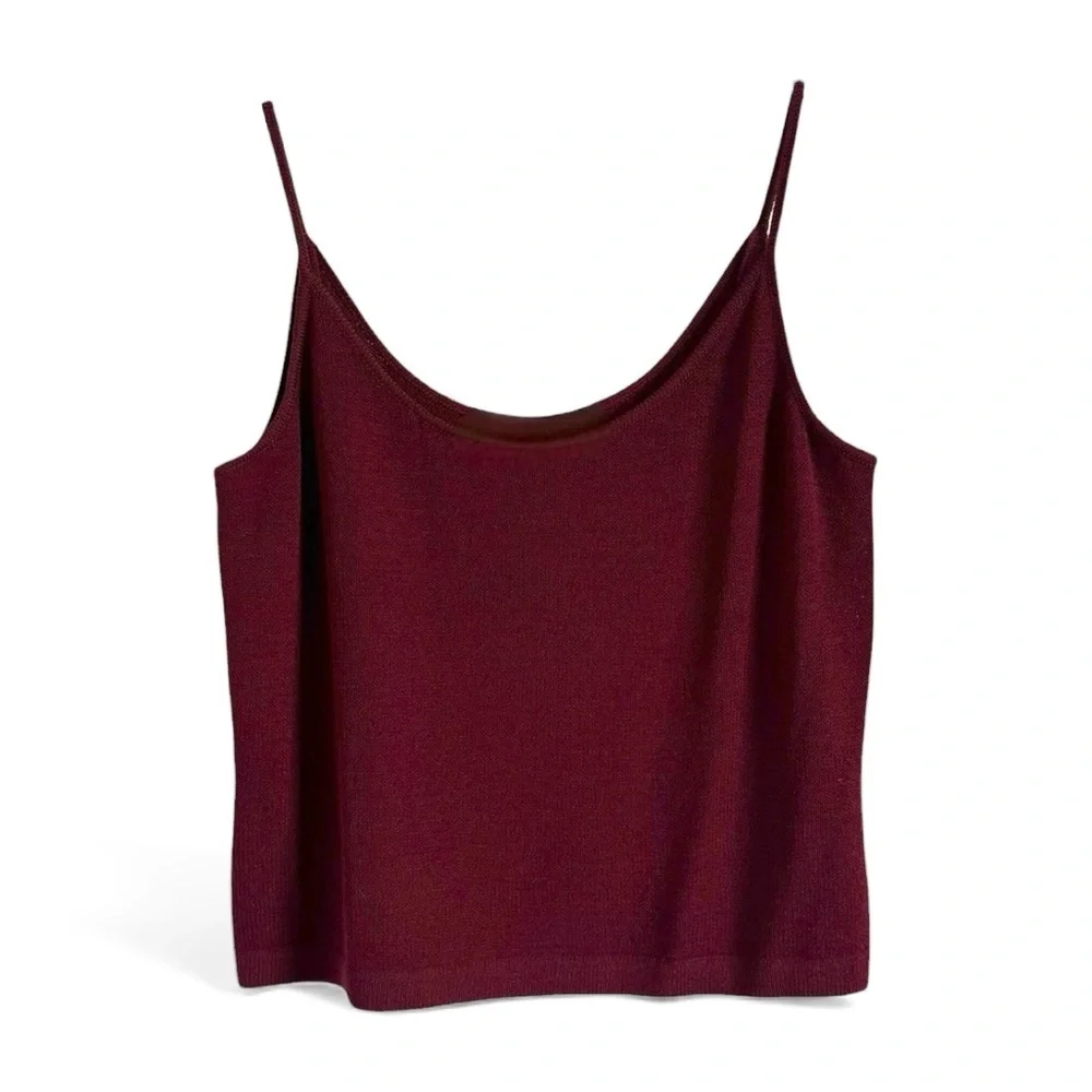 ST JOHN SANTANA KNIT BORDEAUX SHELL TOP SZ M - Picture 2 of 7